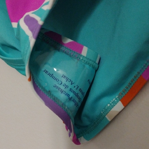 Trina Turk Floral Zip-Front Swimsuit in Turquoise, Pink & Orange - Picture 3 of 5